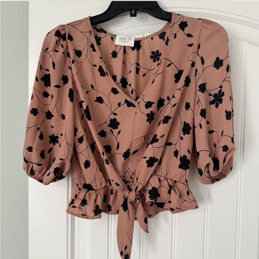 Tan Floral Blouse